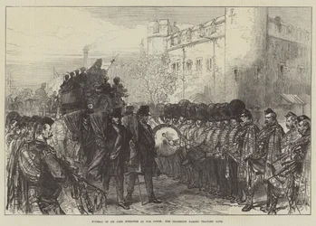 Funeral of Sir John Burgoyne at the Tower, the Procession Passing Traitors